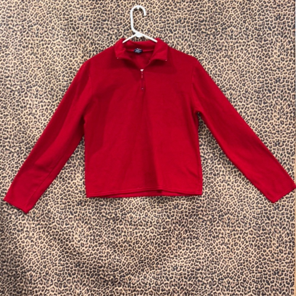 GAP Red Fleece Sweater with Quarter Zip